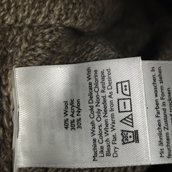 Eddie Bauer Wool Blend Knit Men's Sweater Tan/Grey/Olive XL - Picture 5 of 7